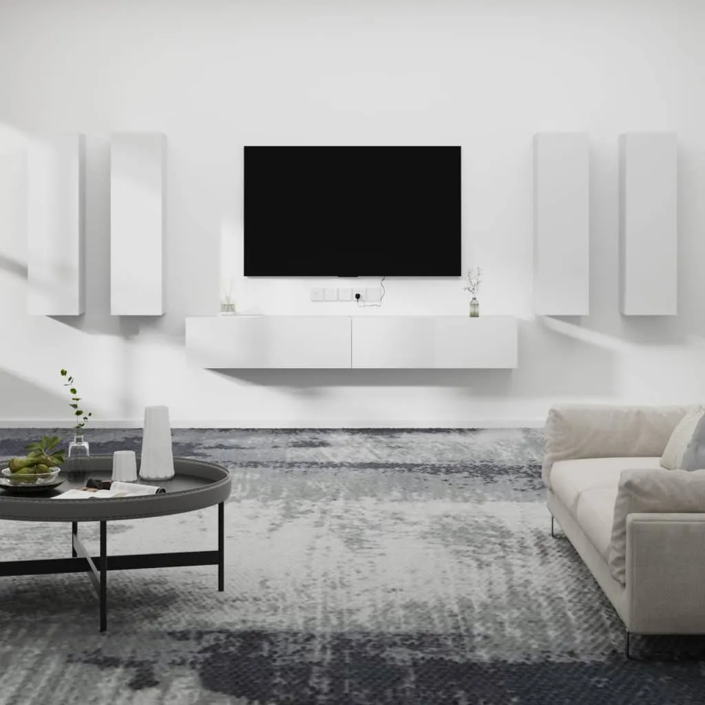 vidaXL Set di Mobili Porta TV 6 pz Bianco in Legno Multistrato