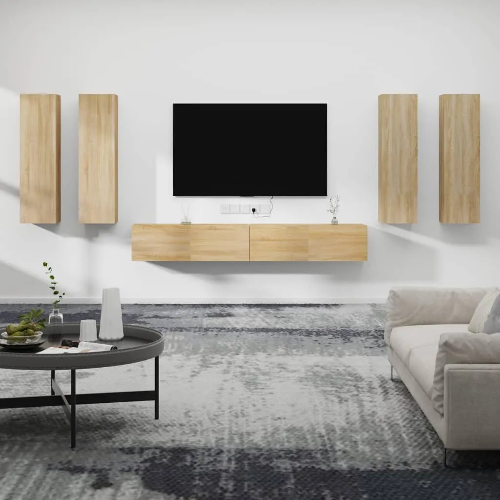 vidaXL Set di Mobili Porta TV 6 pz Rovere Sonoma in Legno Multistrato