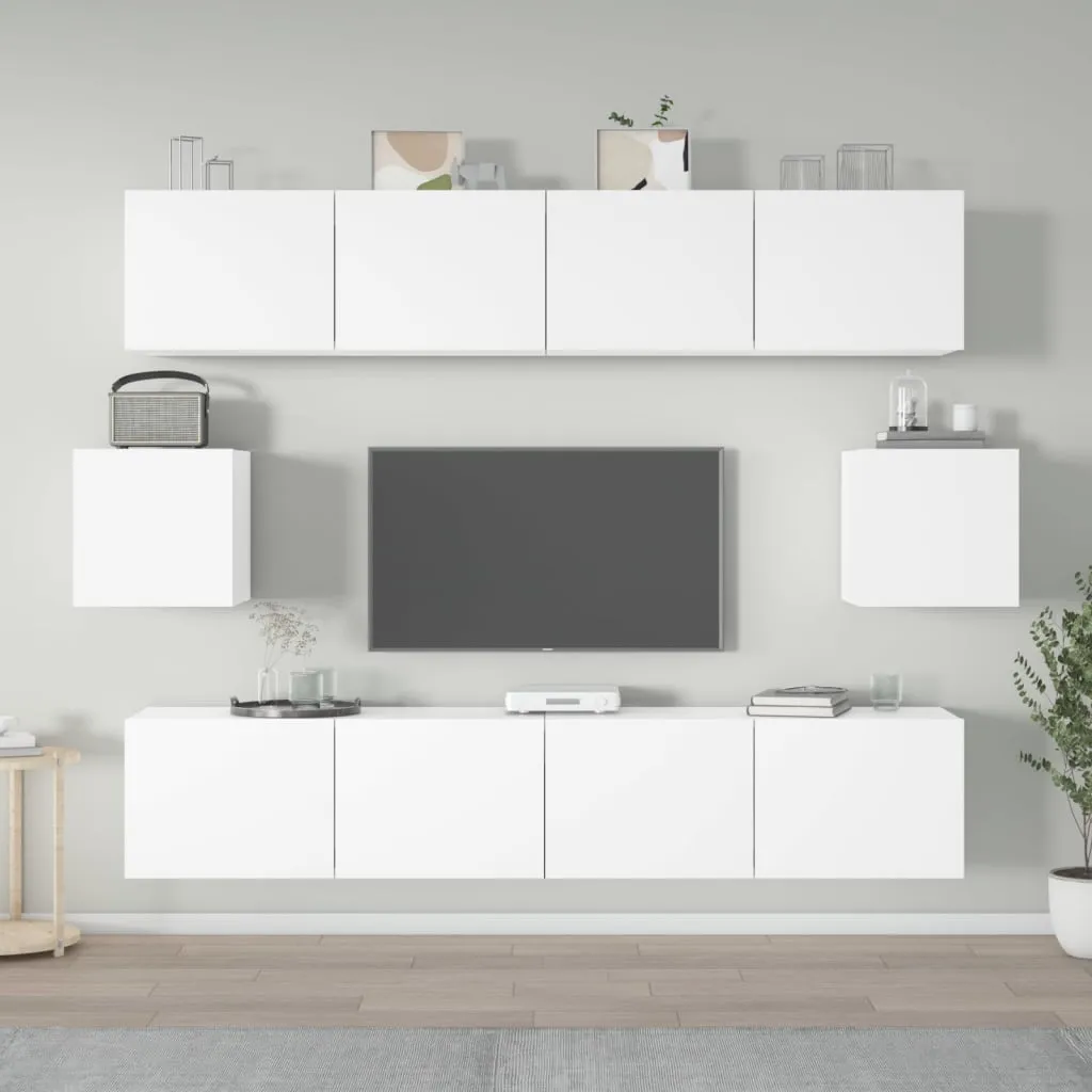 vidaXL Set di Mobili Porta TV 6 pz Bianco in Legno Multistrato