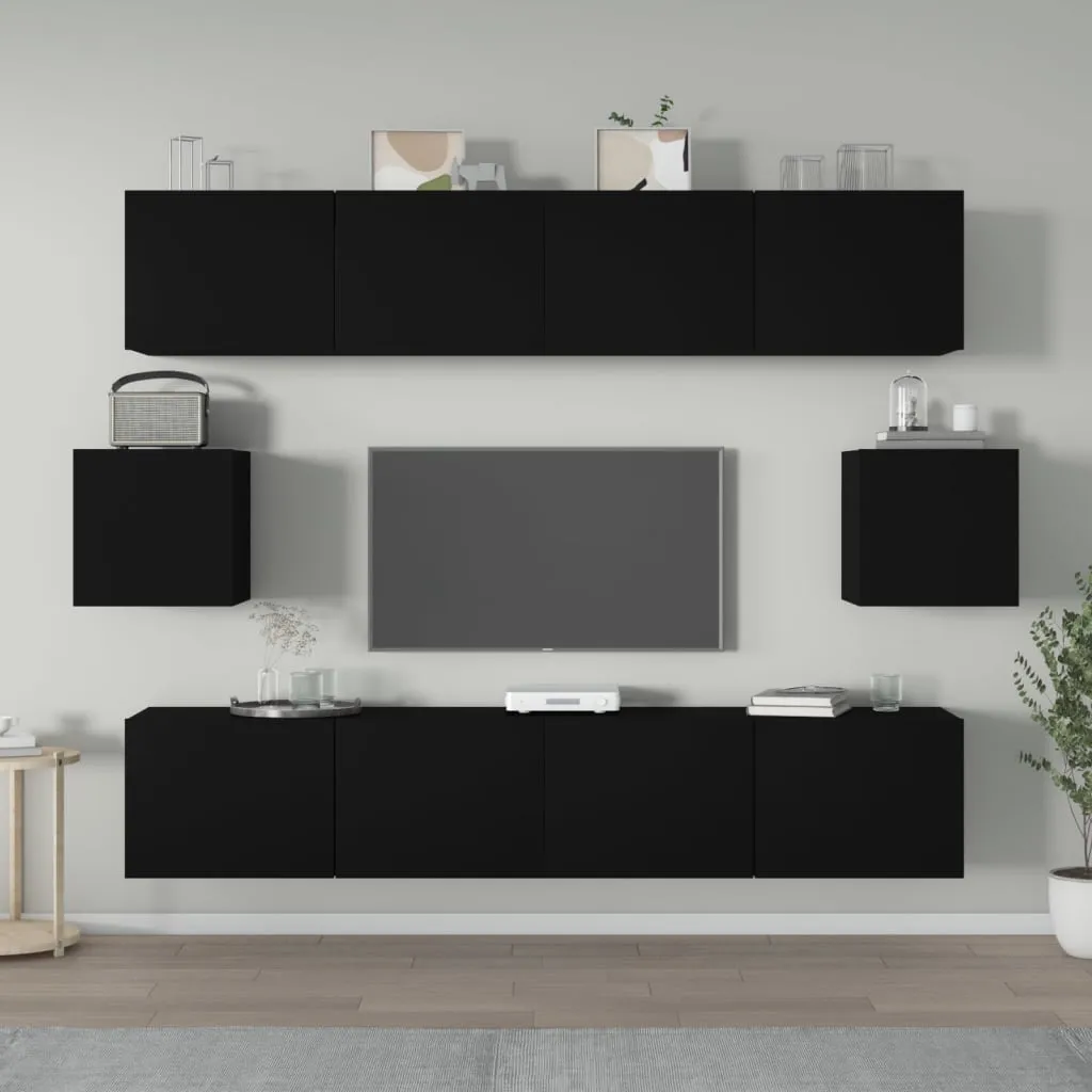 vidaXL Set Mobili Porta TV 6 pz Nero in Legno Multistrato