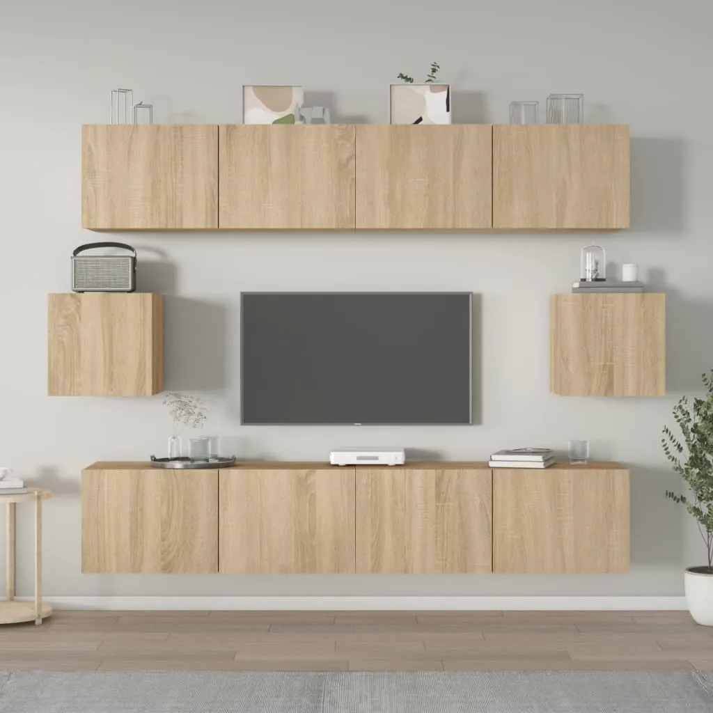 vidaXL Set di Mobili Porta TV 6 pz Rovere Sonoma in Legno Multistrato