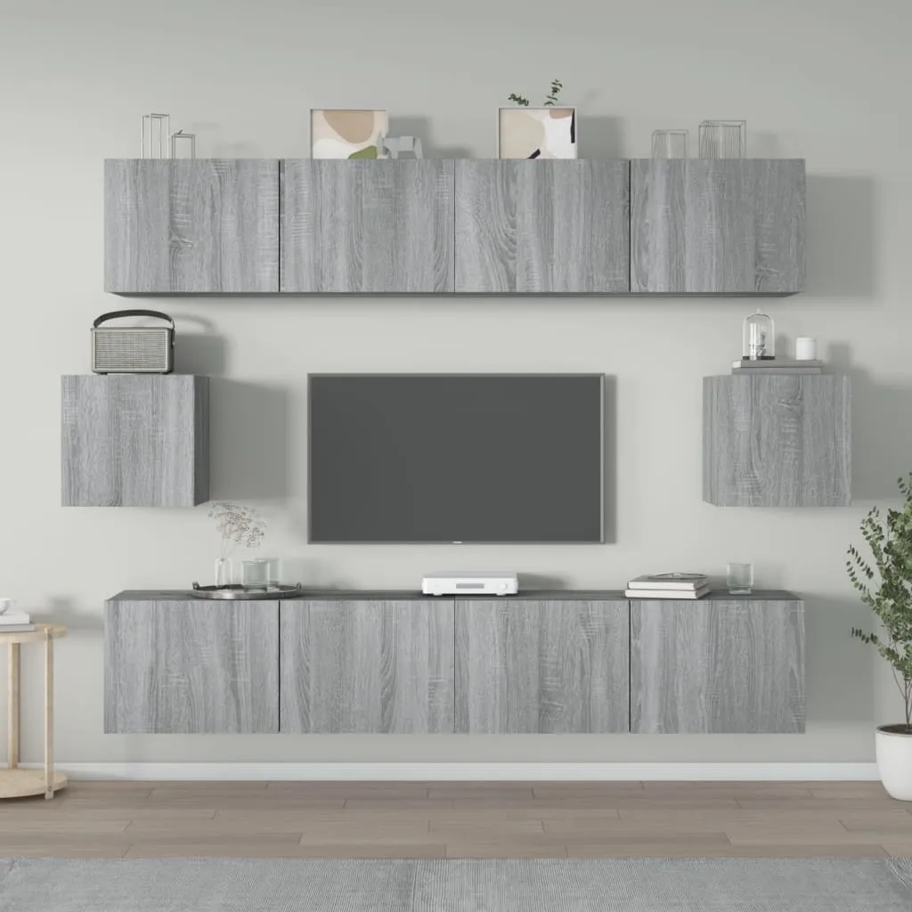 vidaXL Set di Mobili Porta TV 6 pz Grigio Sonoma in Legno Multistrato