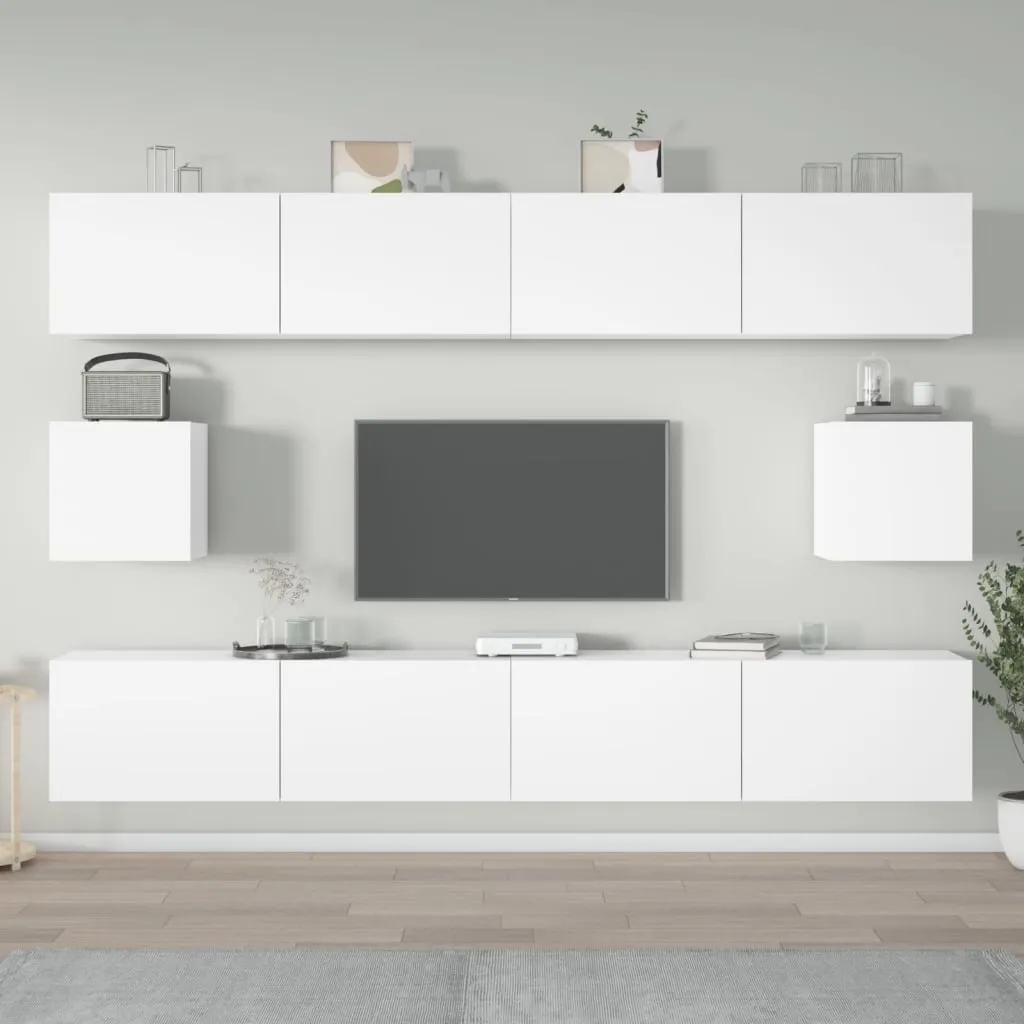 vidaXL Set di Mobili Porta TV 6 pz Bianco in Legno Multistrato