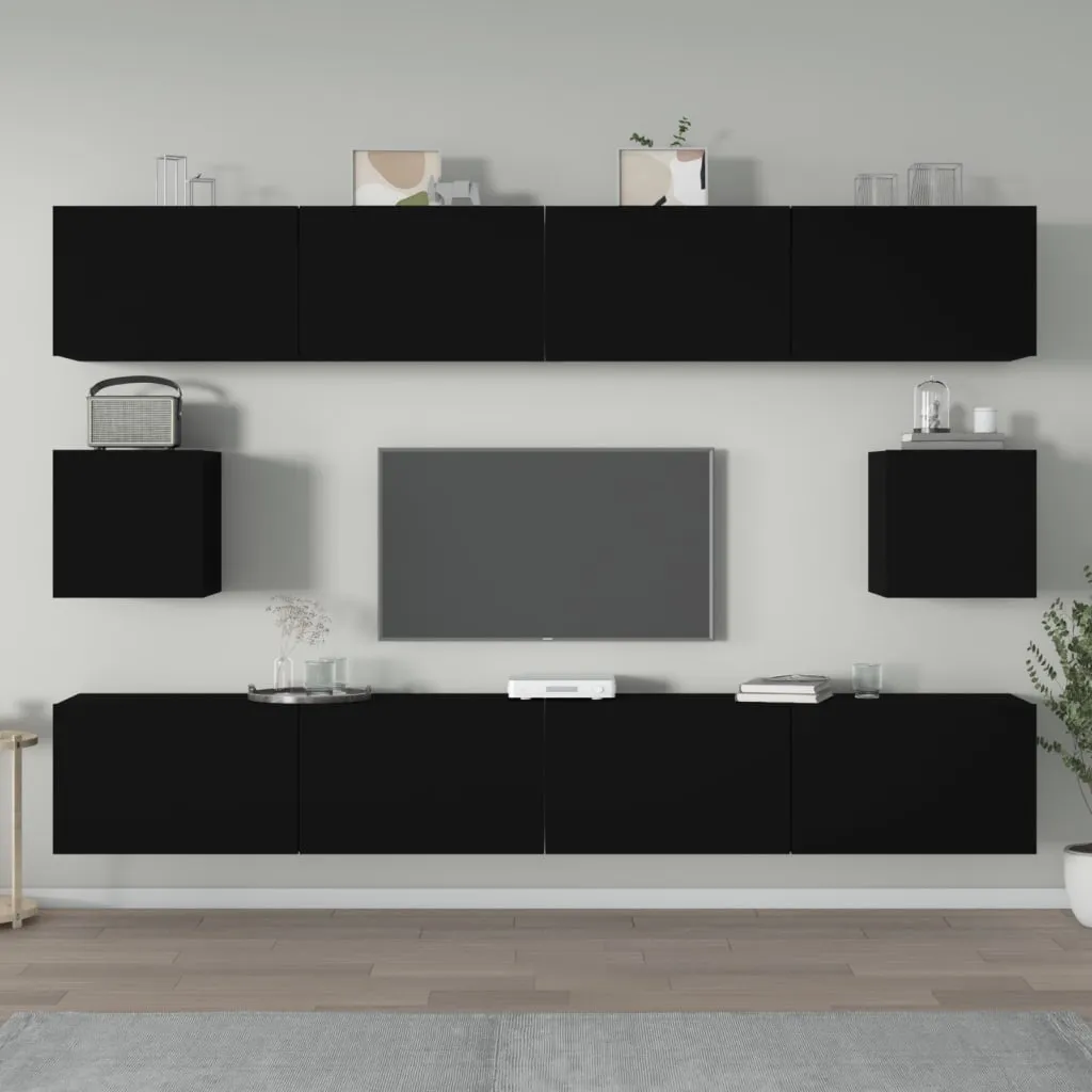 vidaXL Set Mobili Porta TV 6 pz Nero in Legno Multistrato