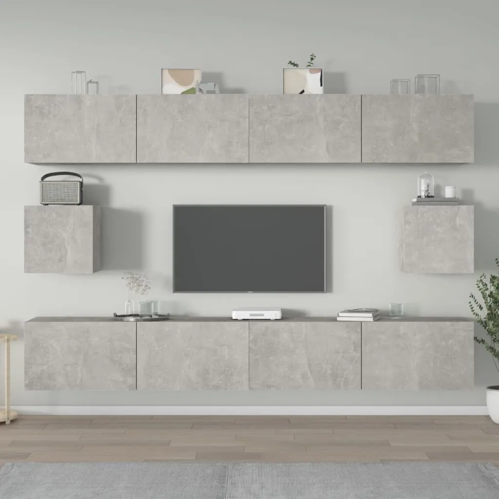 vidaXL Set di Mobili Porta TV 6 pz Grigio Cemento in Legno Multistrato