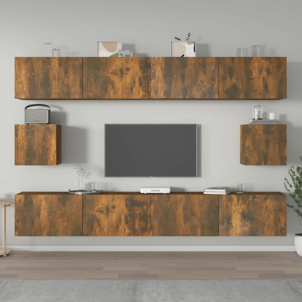 vidaXL Set di Mobili Porta TV 6 pz Rovere Fumo in Legno Multistrato