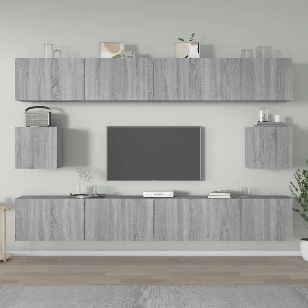 vidaXL Set di Mobili Porta TV 6 pz Grigio Sonoma in Legno Multistrato