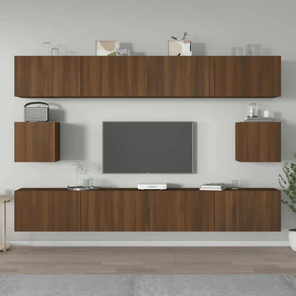 vidaXL Set Mobili Porta TV 6 pz Rovere Marrone in Legno Multistrato