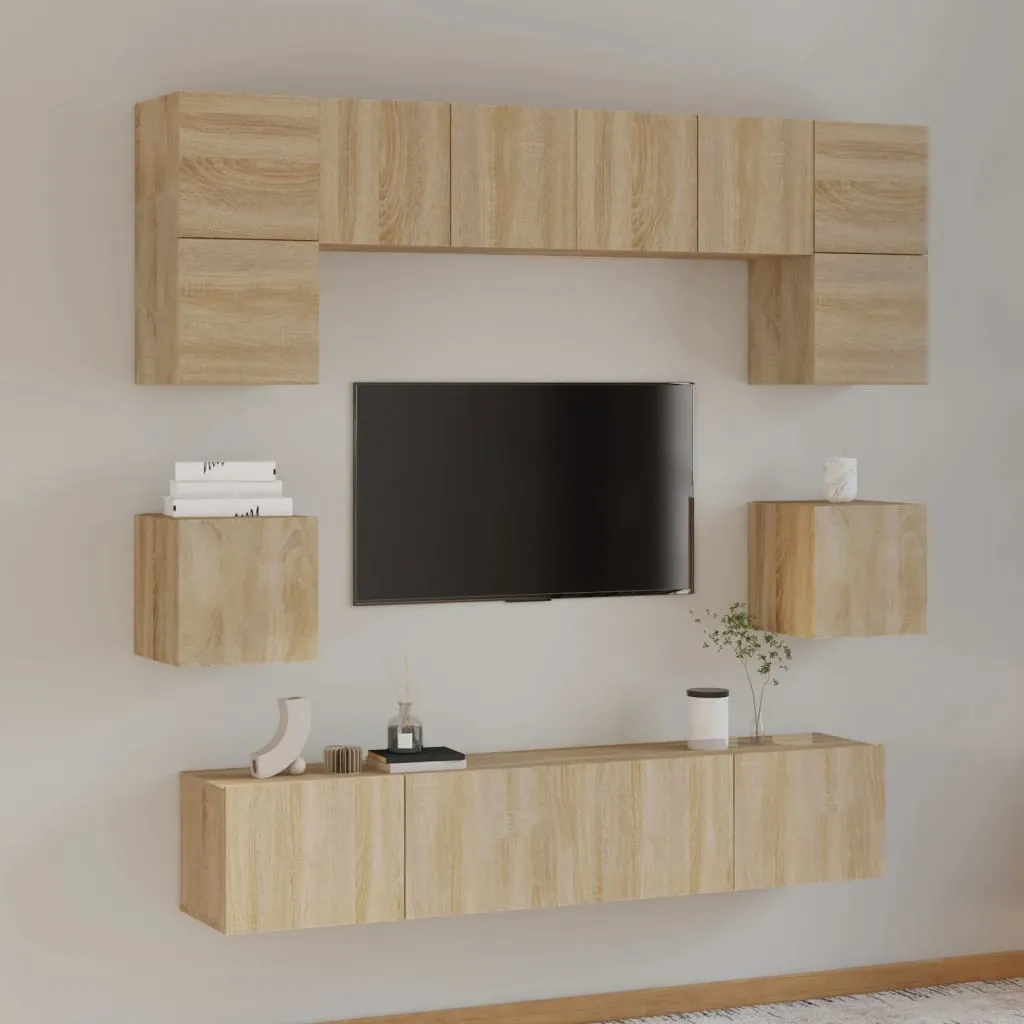 vidaXL Set Mobili Porta TV 8pz Rovere Sonoma in Legno Multistrato