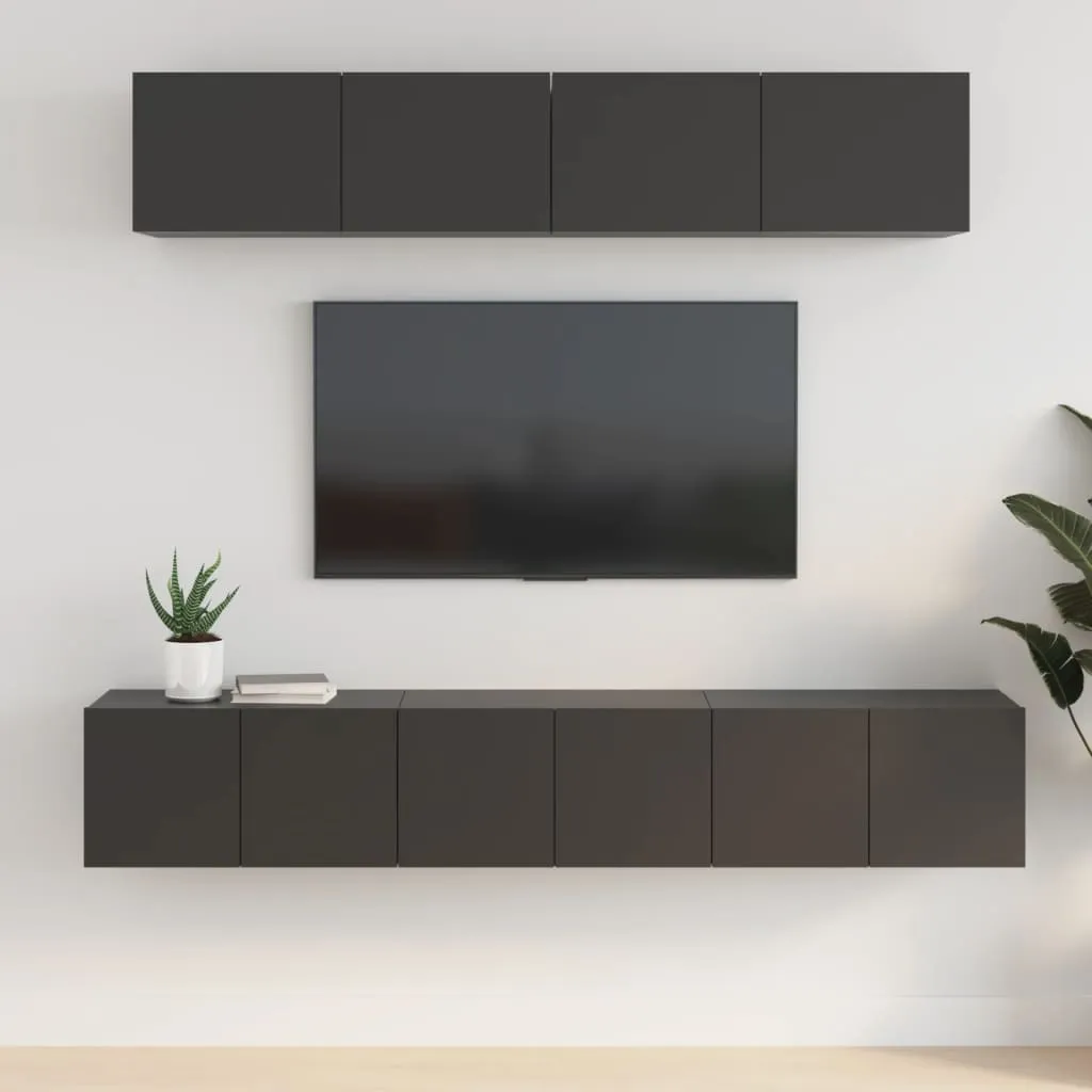 vidaXL Set di Mobili Porta TV 5 pz Nero in Legno Multistrato