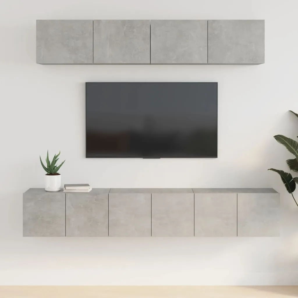 vidaXL Set di Mobili Porta TV 5 pz Grigio Cemento in Legno Multistrato