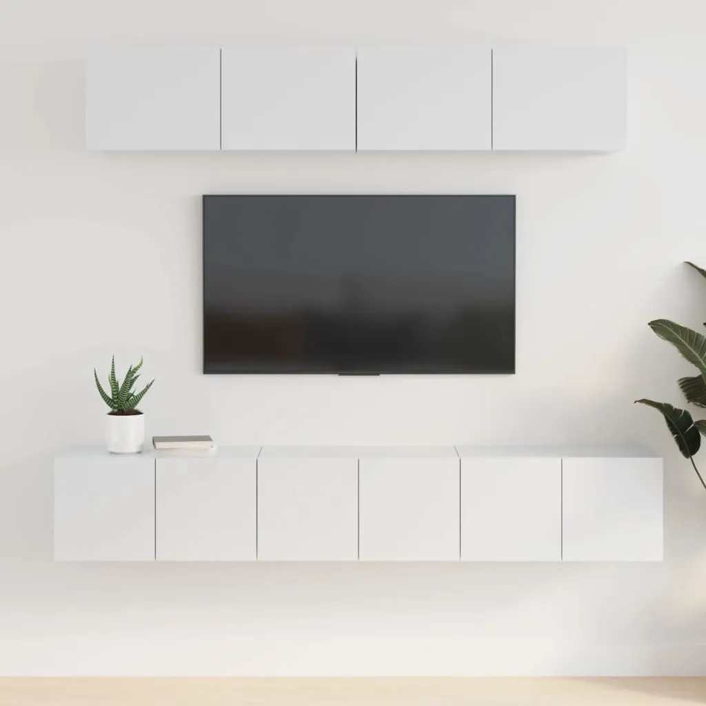 vidaXL Set di Mobili Porta TV 5 pz Bianco Lucido in Legno Multistrato