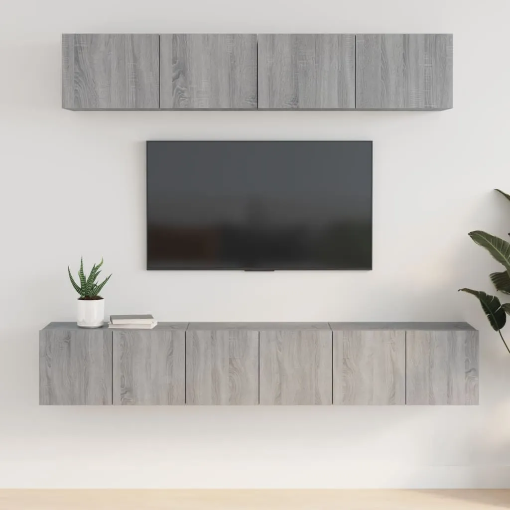 vidaXL Set di Mobili Porta TV 5 pz Grigio Sonoma in Legno Multistrato