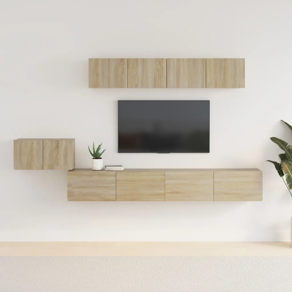 vidaXL Set di Mobili Porta TV 5 pz Rovere Sonoma in Legno Multistrato