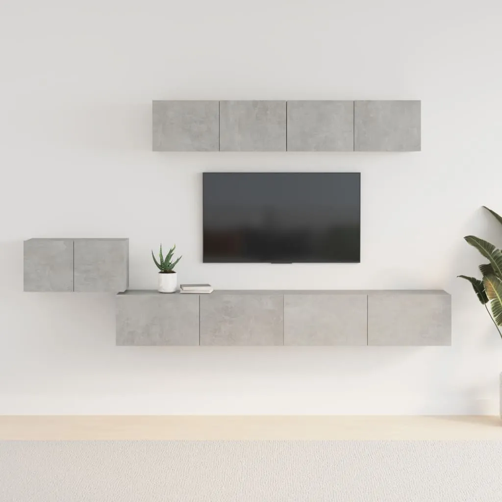 vidaXL Set di Mobili Porta TV 5 pz Grigio Cemento in Legno Multistrato