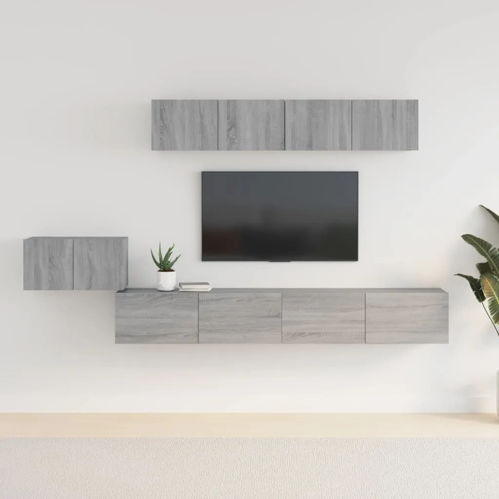 vidaXL Set di Mobili Porta TV 5 pz Grigio Sonoma in Legno Multistrato