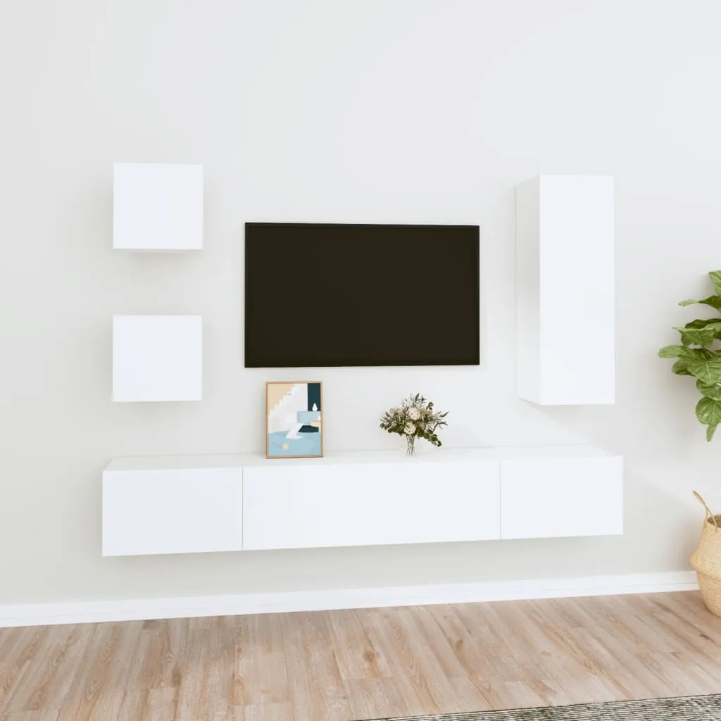 vidaXL Set di Mobili Porta TV 5 pz Bianco in Legno Multistrato