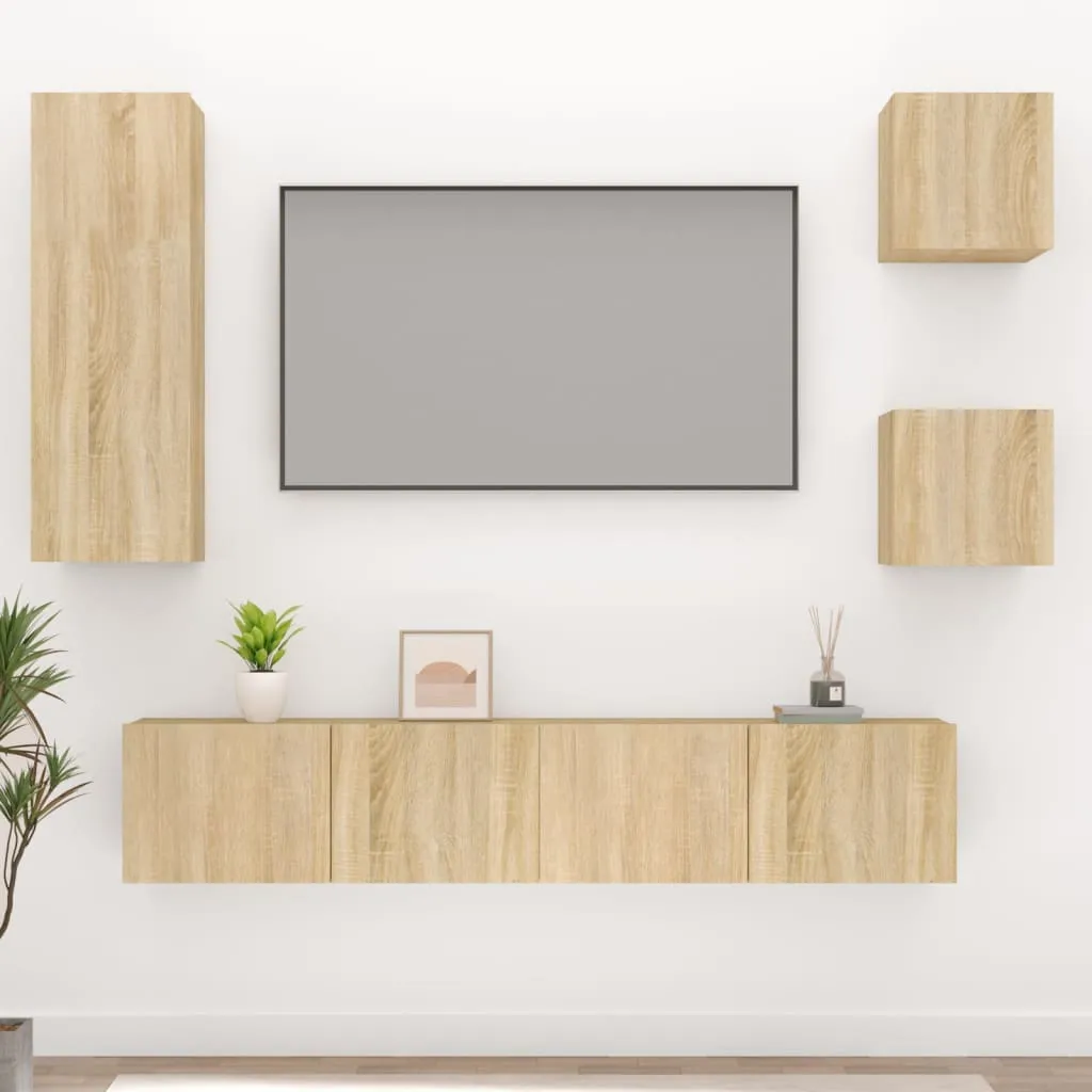 vidaXL Set di Mobili Porta TV 5 pz Rovere Sonoma in Legno Multistrato