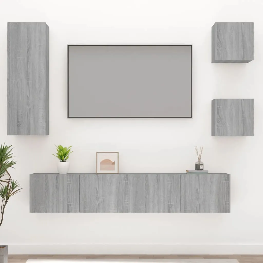 vidaXL Set di Mobili Porta TV 5 pz Grigio Sonoma in Legno Multistrato