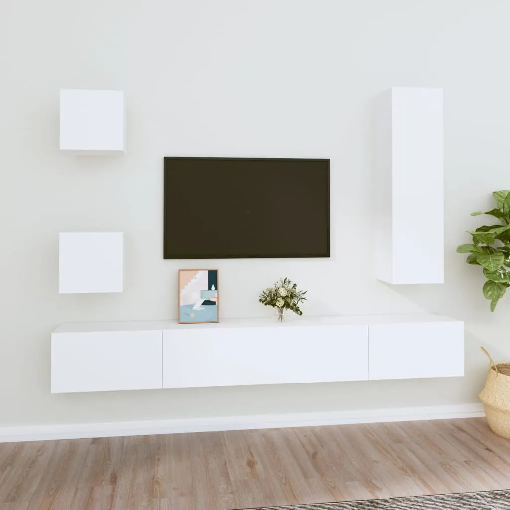 vidaXL Set di Mobili Porta TV 5 pz Bianco in Legno Multistrato