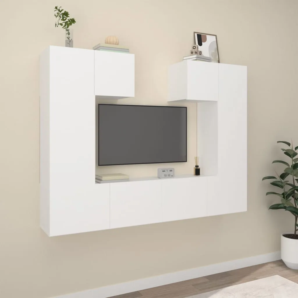 vidaXL Set di Mobili Porta TV 6 pz Bianco in Legno Multistrato