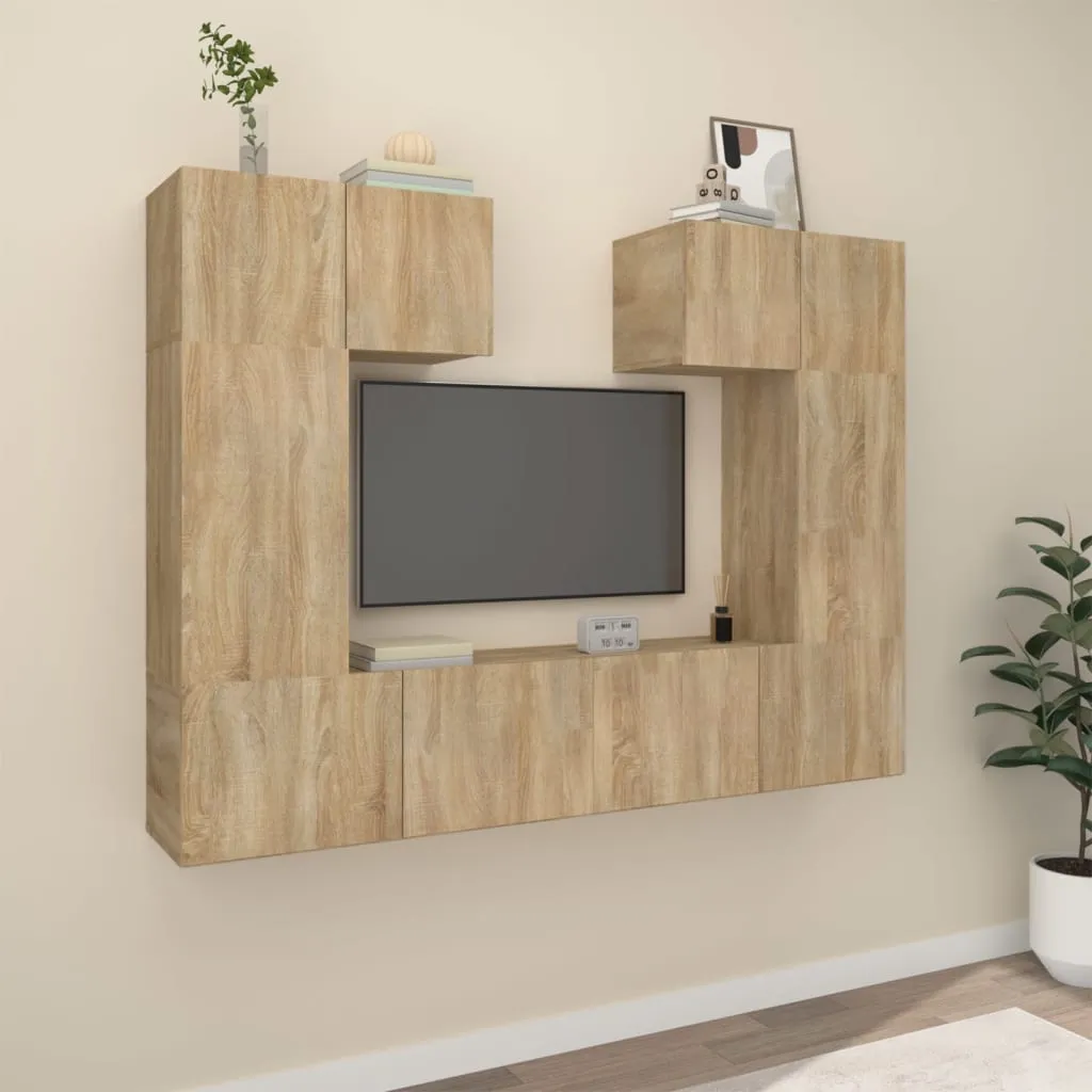 vidaXL Set di Mobili Porta TV 6 pz Rovere Sonoma in Legno Multistrato