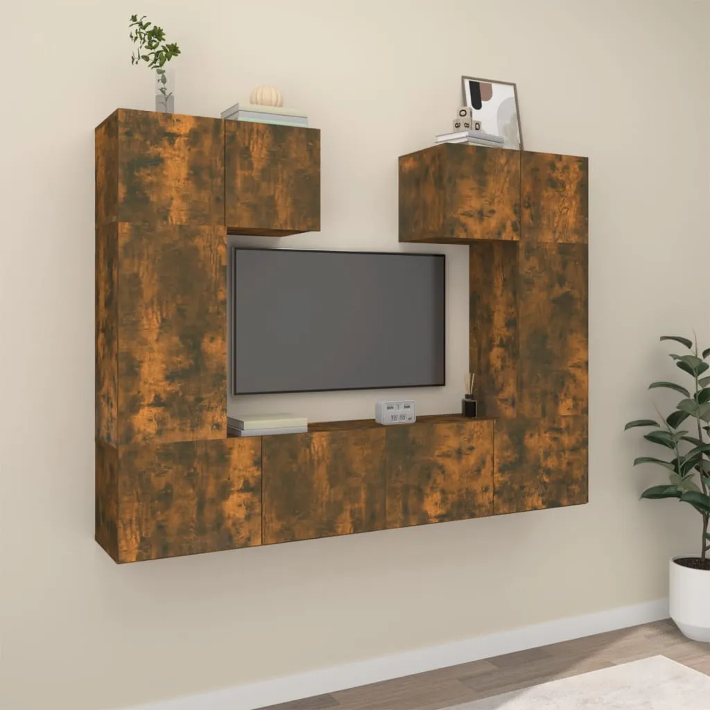 vidaXL Set di Mobili Porta TV 6 pz Rovere Fumo in Legno Multistrato