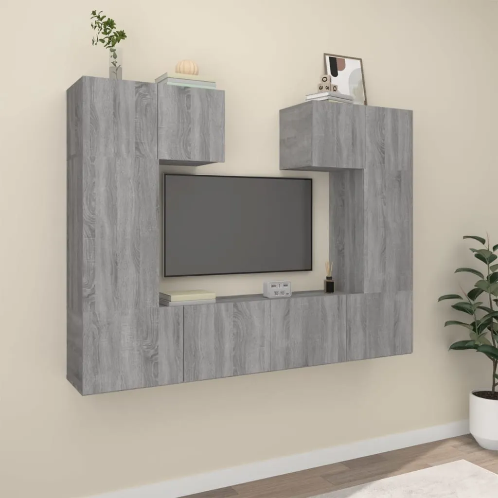 vidaXL Set di Mobili Porta TV 6 pz Grigio Sonoma in Legno Multistrato