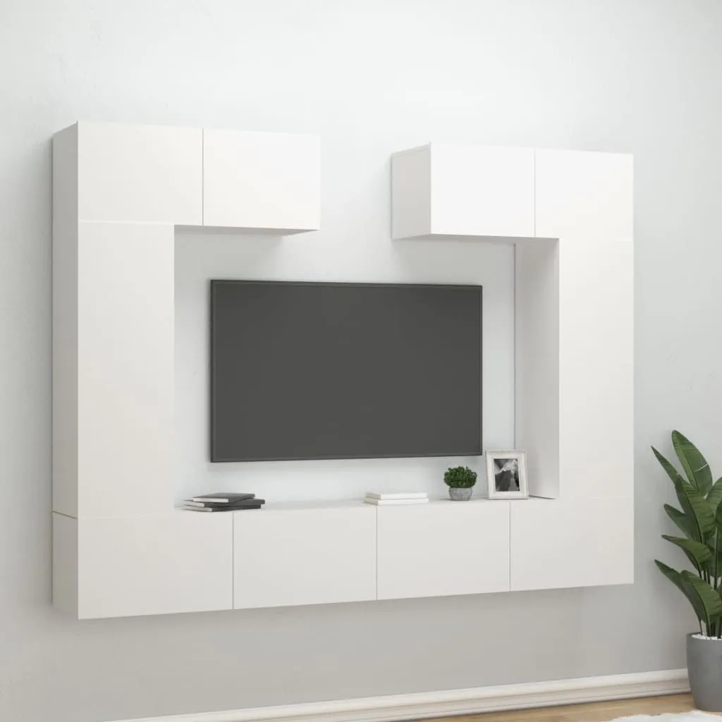 vidaXL Set di Mobili Porta TV 6 pz Bianco in Legno Multistrato