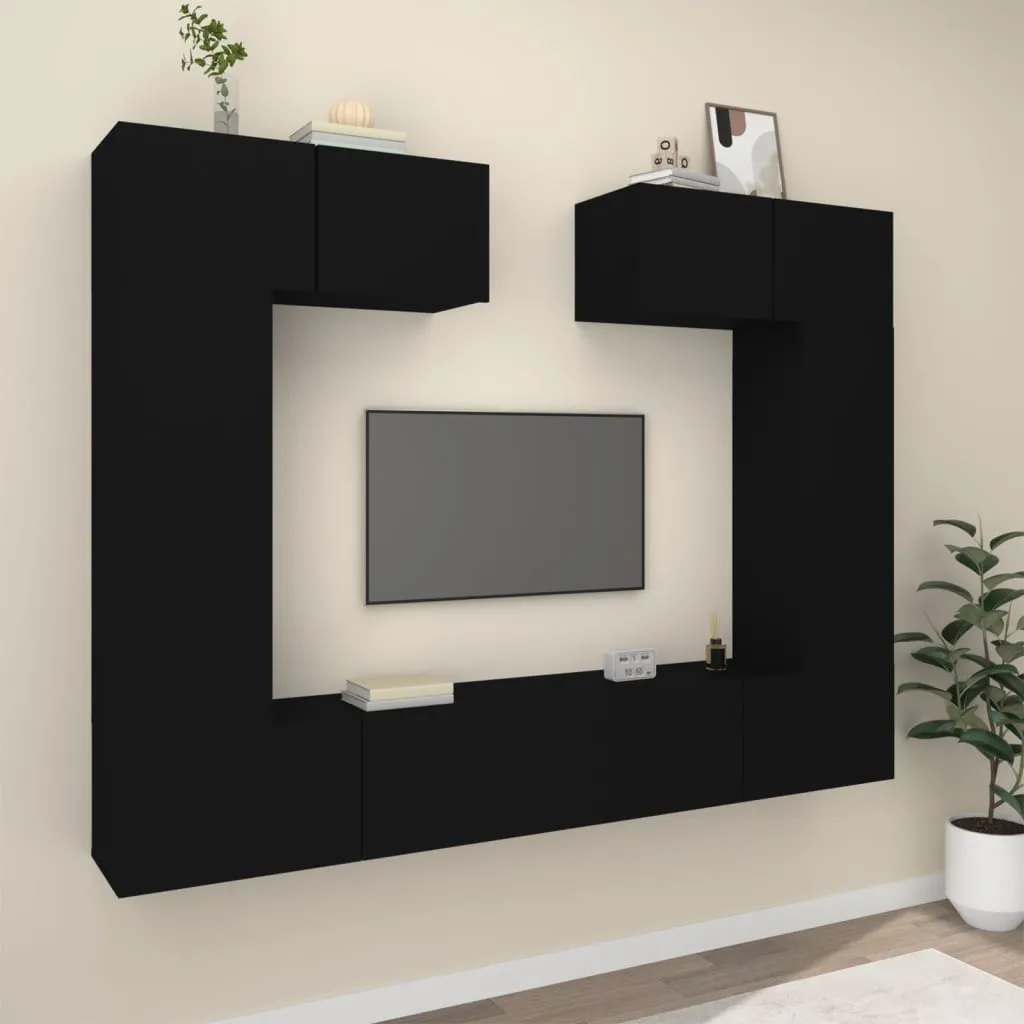 vidaXL Set Mobili Porta TV 6 pz Nero in Legno Multistrato