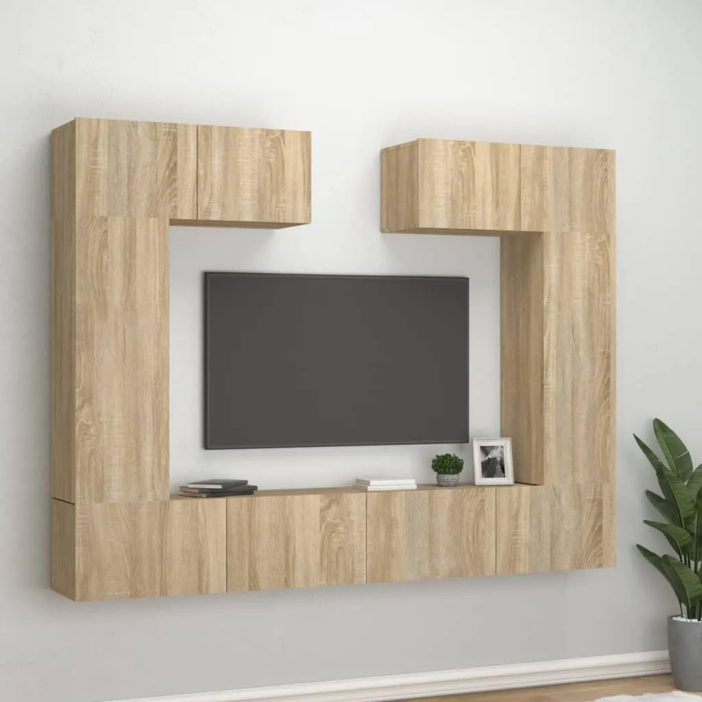 vidaXL Set di Mobili Porta TV 6 pz Rovere Sonoma in Legno Multistrato