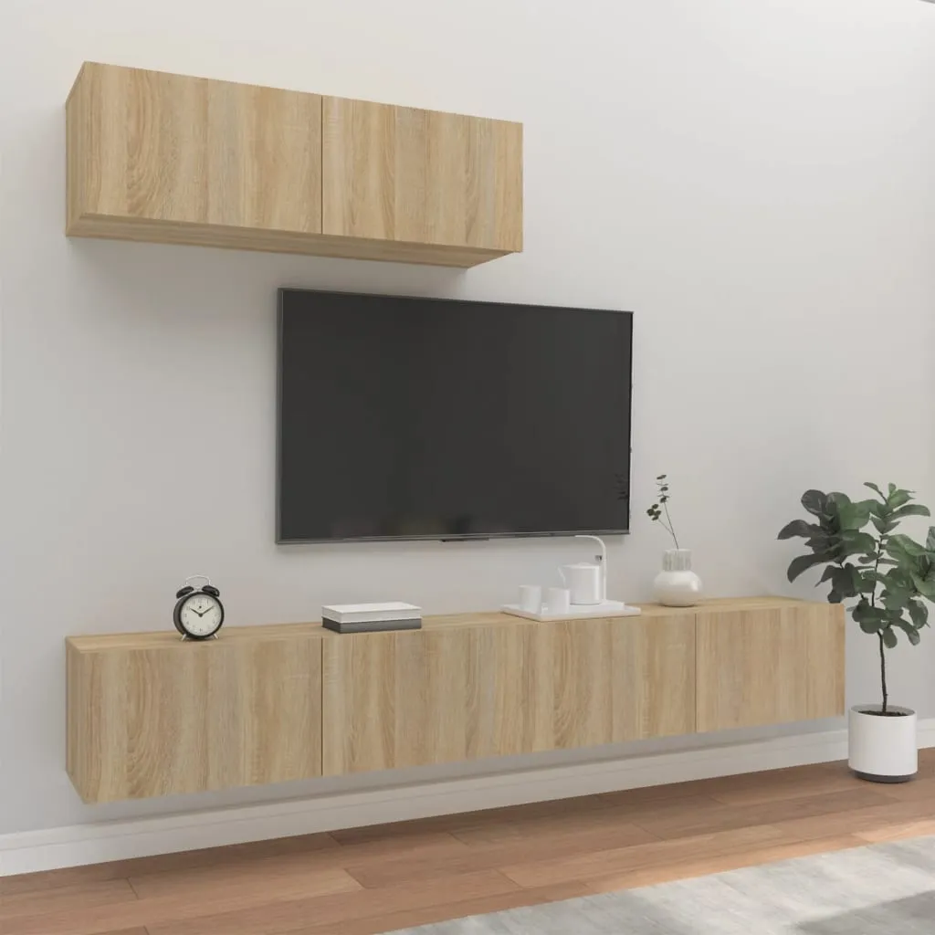 vidaXL Set di Mobili Porta TV 3 pz Rovere Sonoma in Legno Multistrato