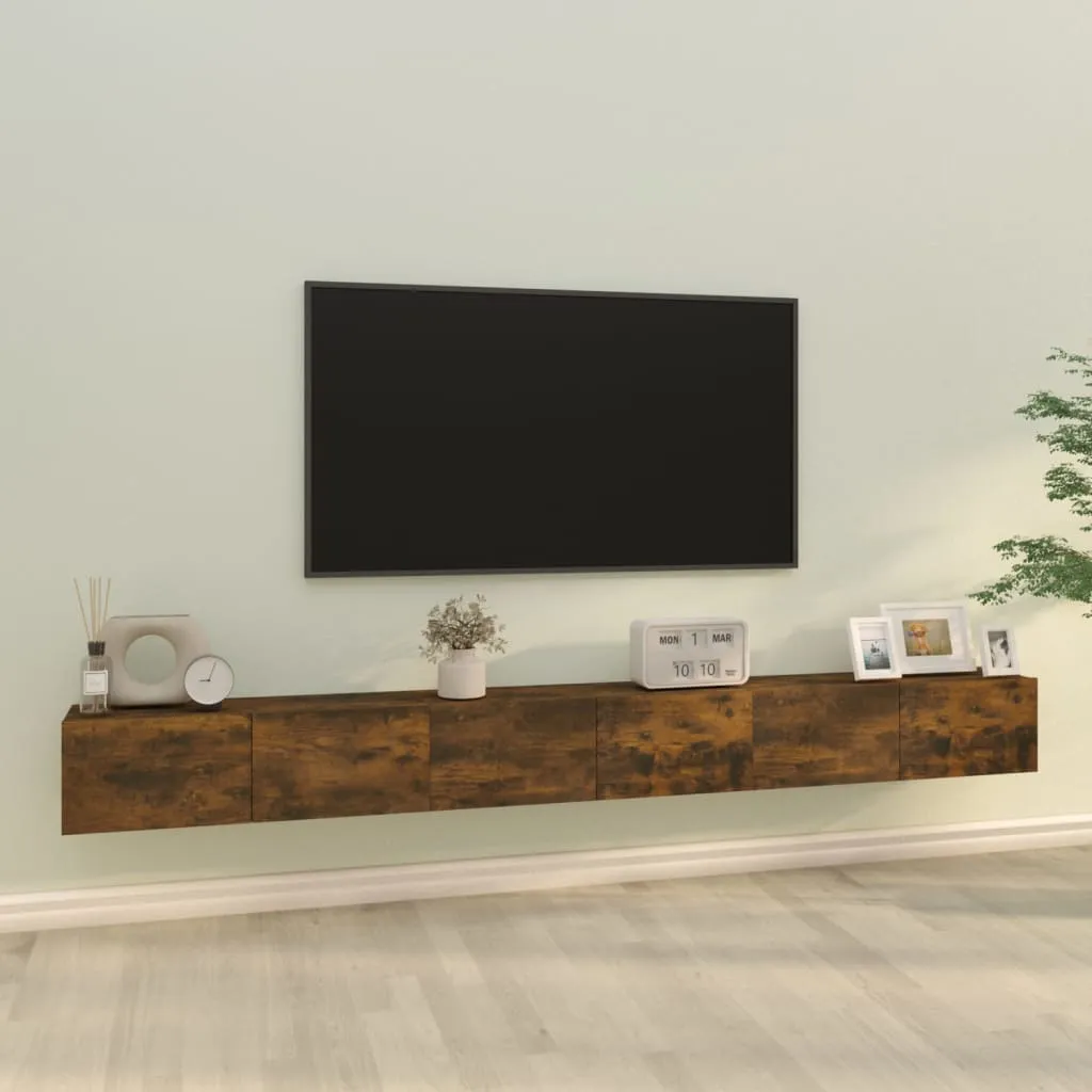 vidaXL Set Mobili Porta TV 3 pz Rovere Fumo in Legno Multistrato