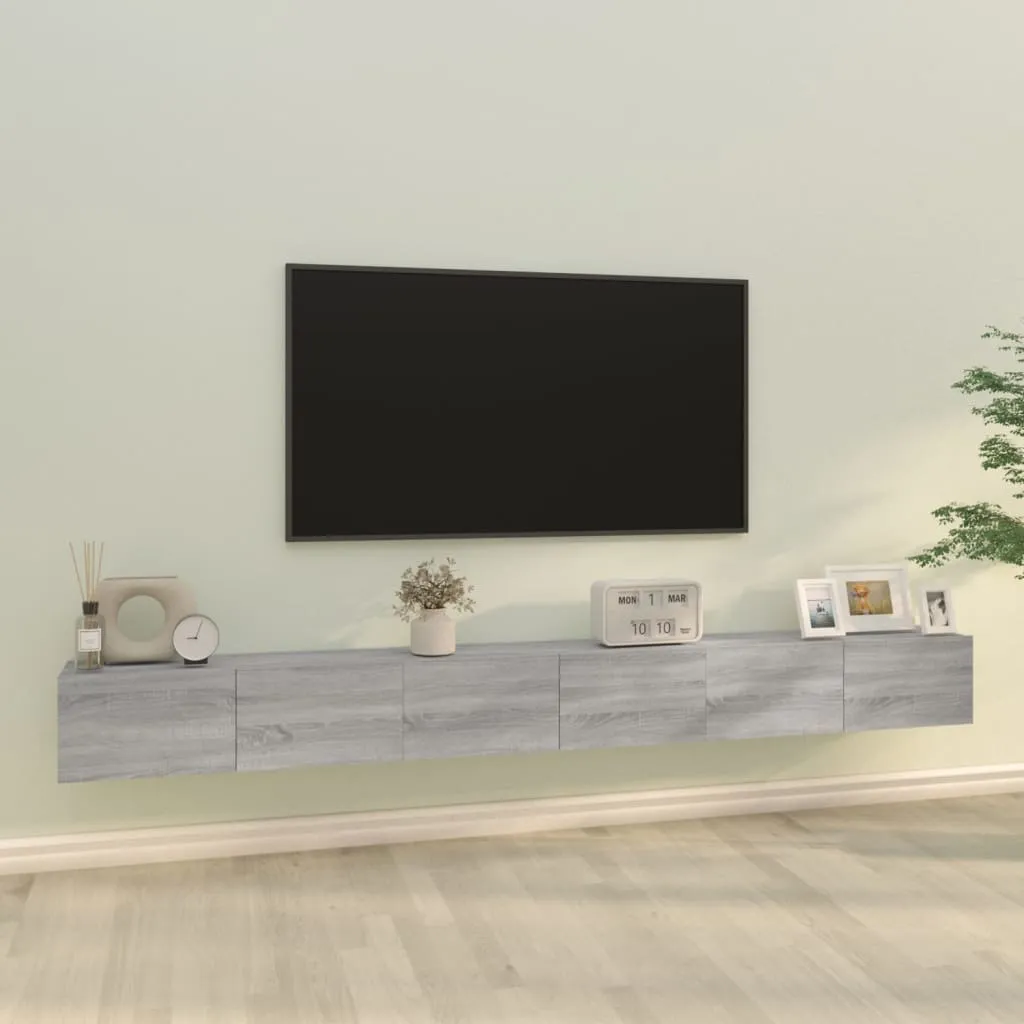 vidaXL Set Mobili Porta TV 3 pz Grigio Sonoma in Legno Multistrato