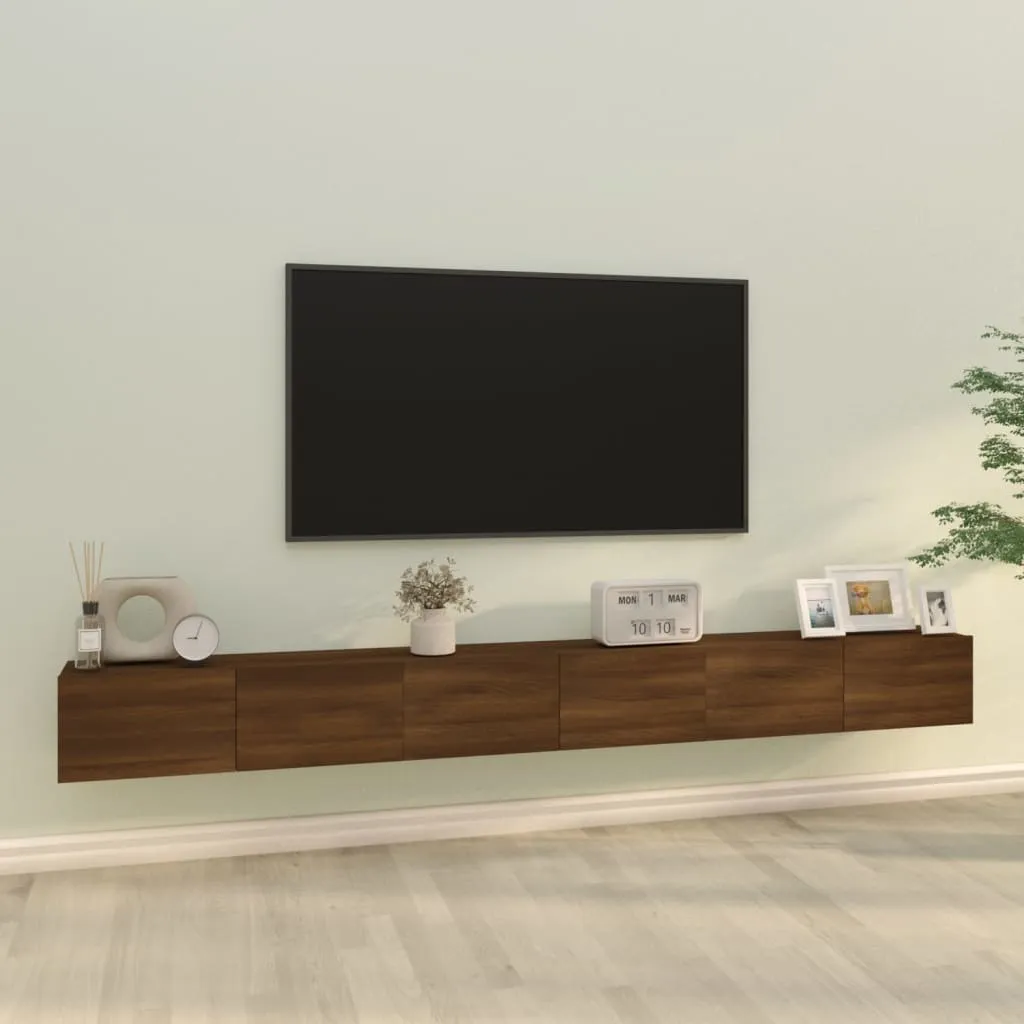 vidaXL Set Mobili Porta TV 3 pz Rovere Marrone in Legno Multistrato