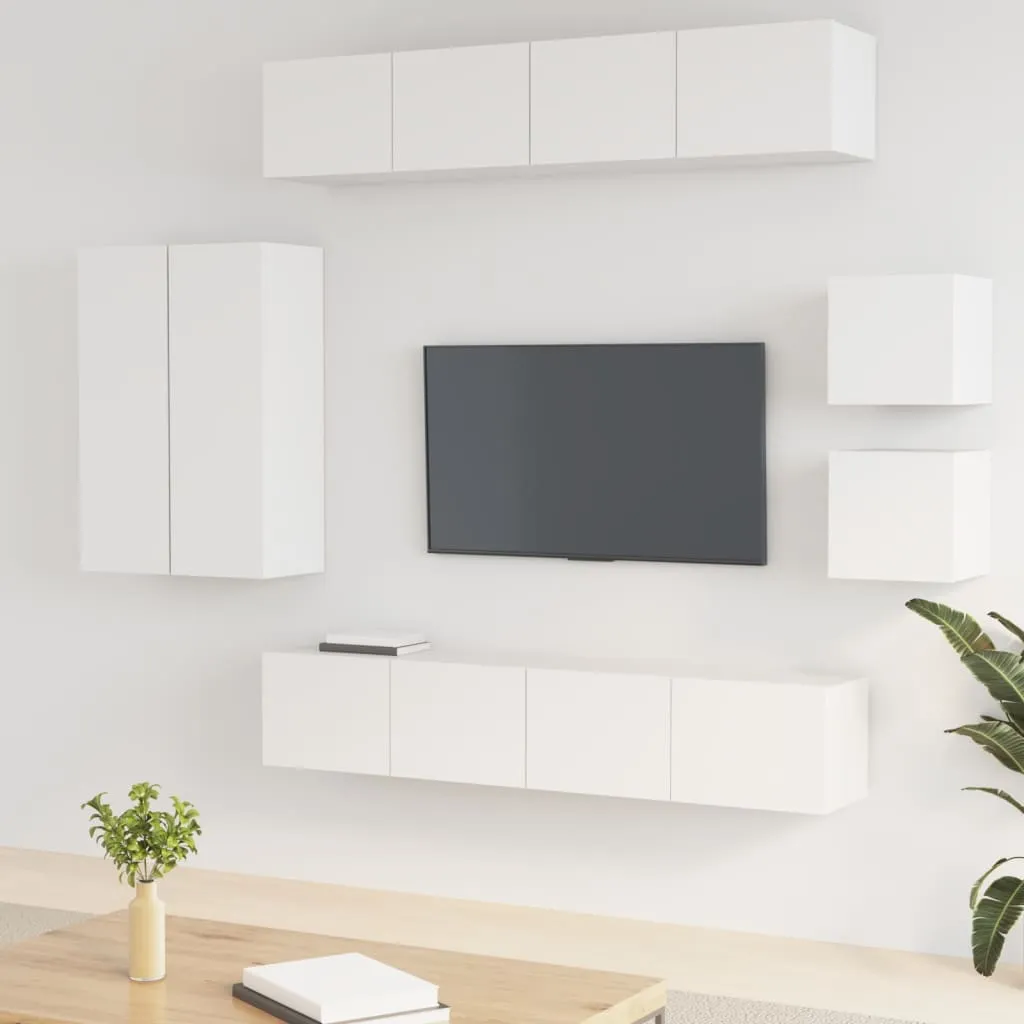 vidaXL Set Mobili Porta TV 8pz Bianco in Legno Multistrato