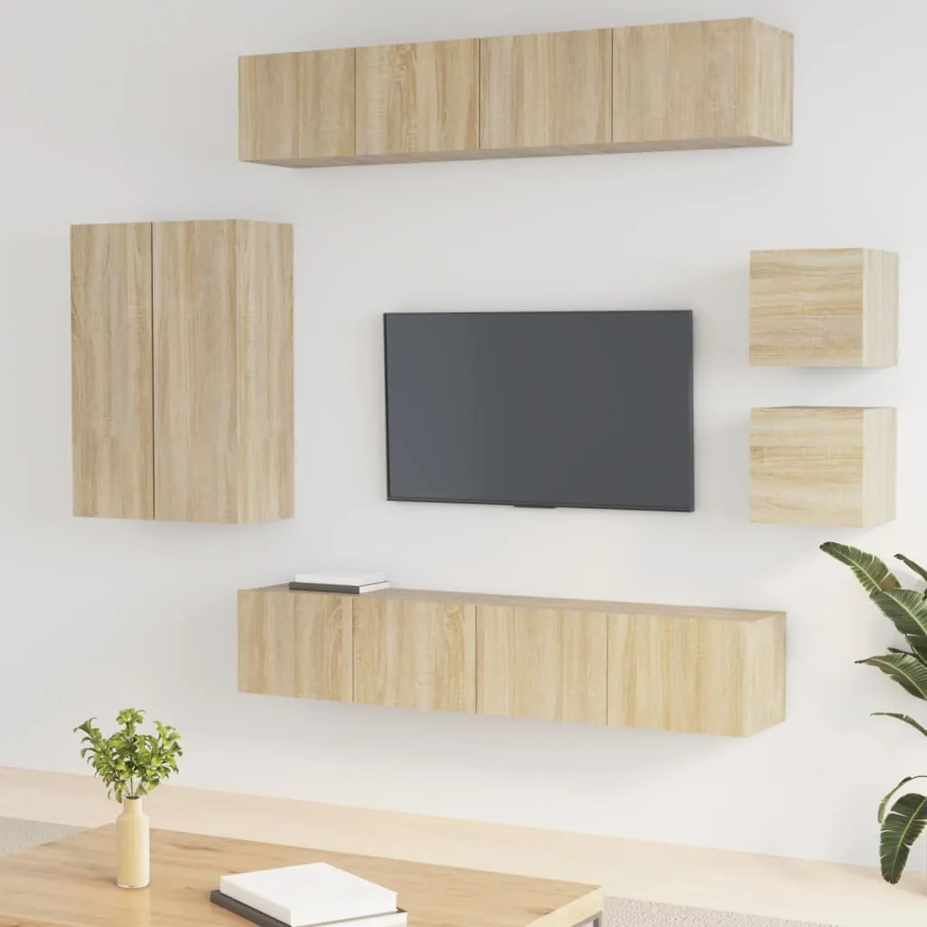 vidaXL Set Mobili Porta TV 8pz Rovere Sonoma in Legno Multistrato