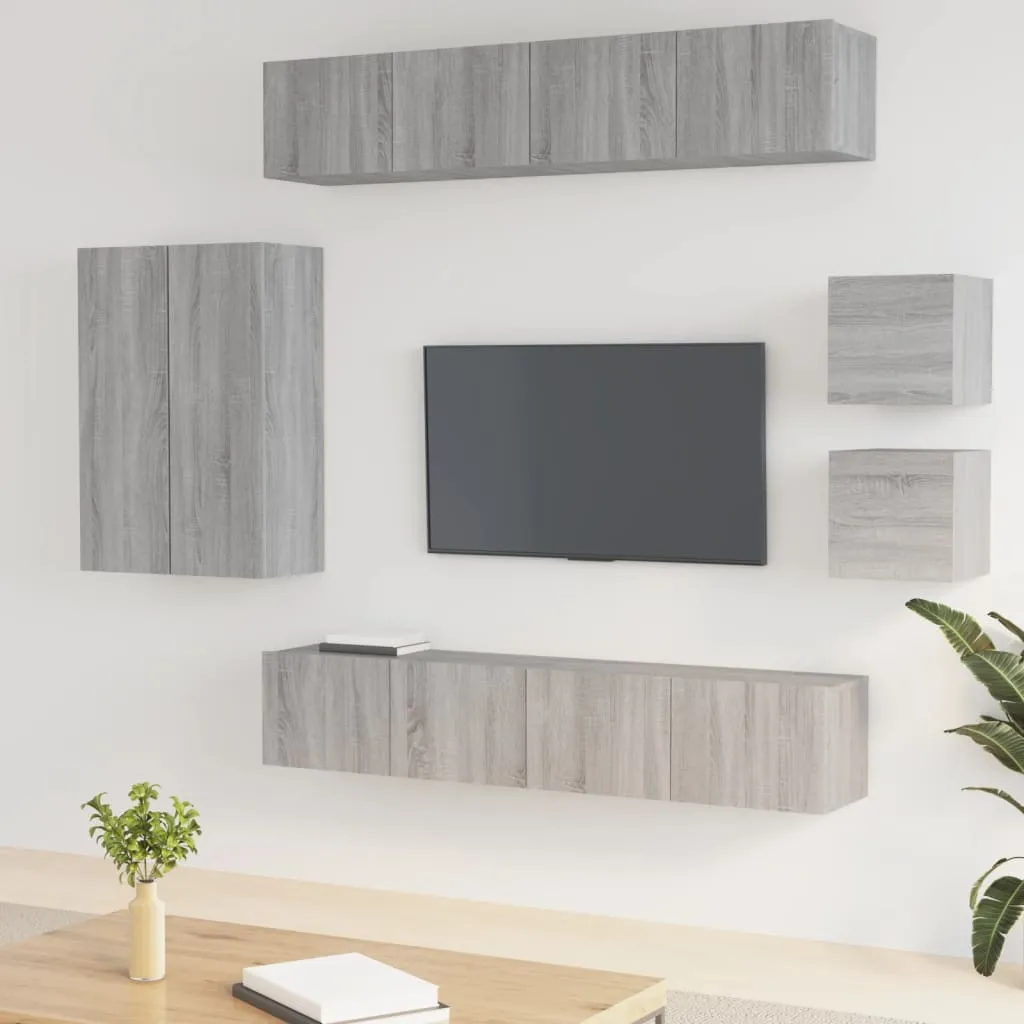 vidaXL Set Mobili Porta TV 8pz Grigio Sonoma in Legno Multistrato