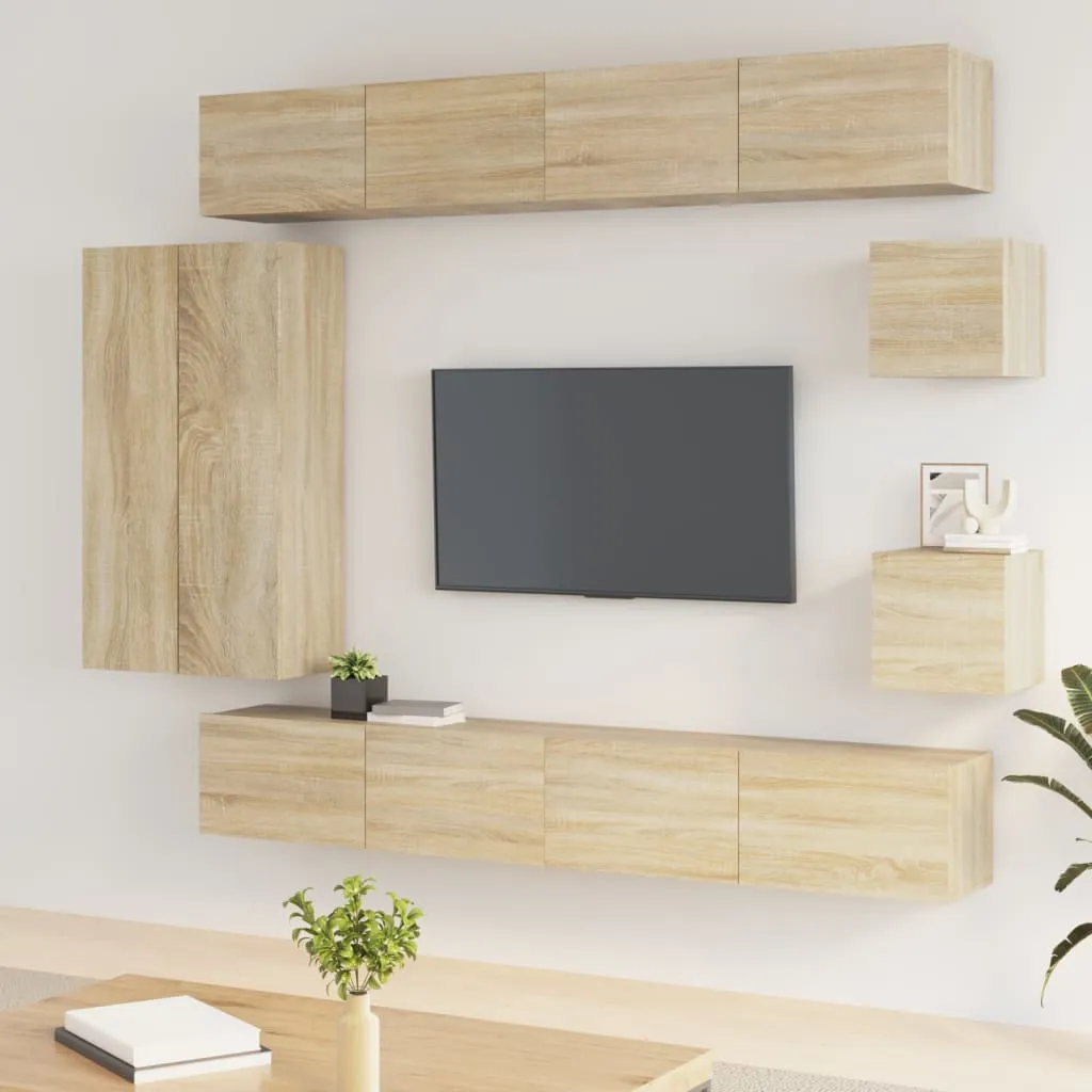 vidaXL Set Mobili Porta TV 8pz Rovere Sonoma in Legno Multistrato