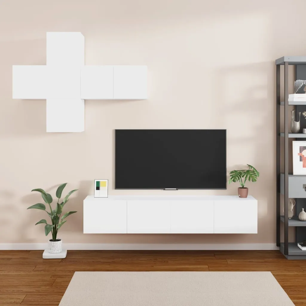 vidaXL Set di Mobili Porta TV 7 pz Bianco in Legno Multistrato