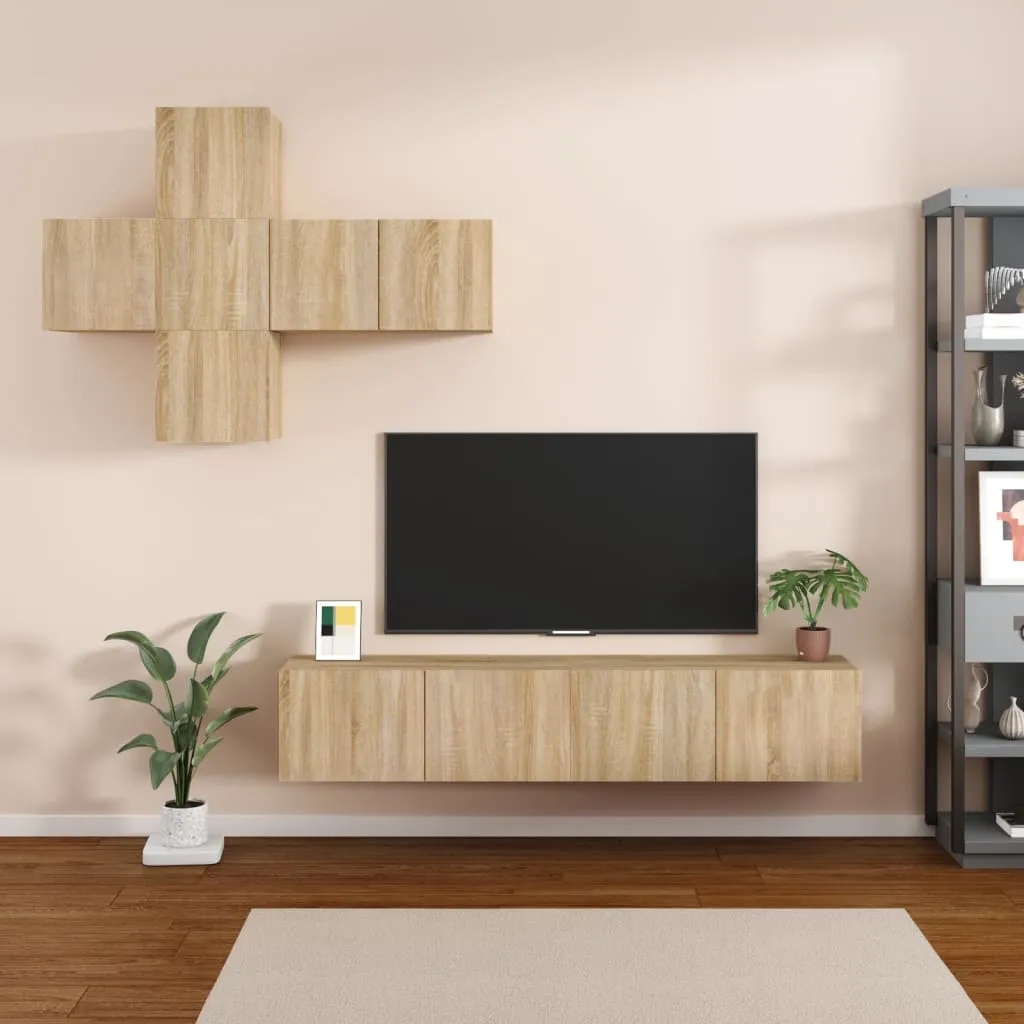 vidaXL Set di Mobili TV 7 pz Rovere Sonoma in Legno Multistrato