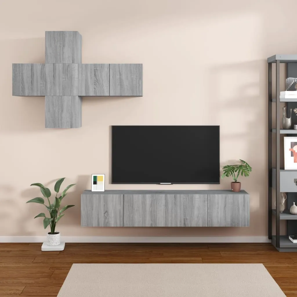 vidaXL Set di Mobili Porta TV 7 pz Grigio Sonoma in Legno Multistrato