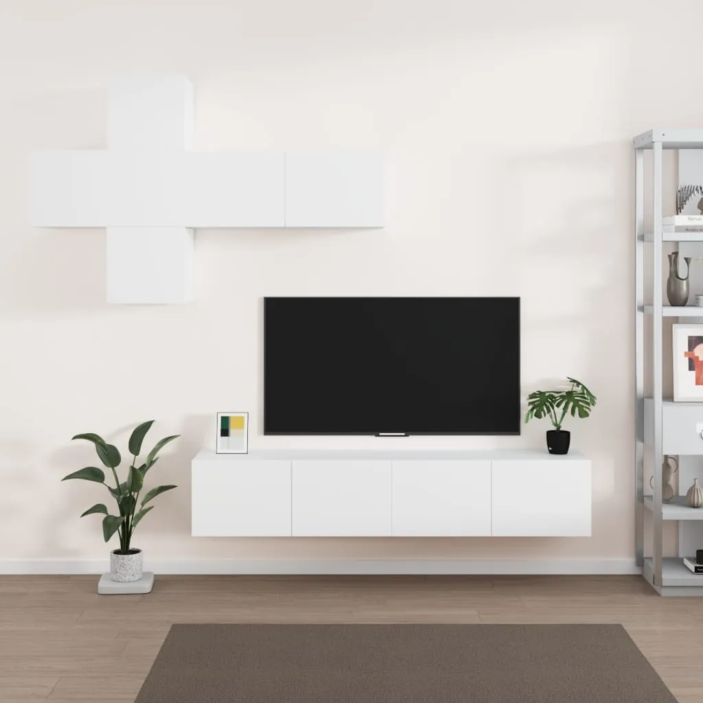 vidaXL Set di Mobili Porta TV 7 pz Bianco in Legno Multistrato