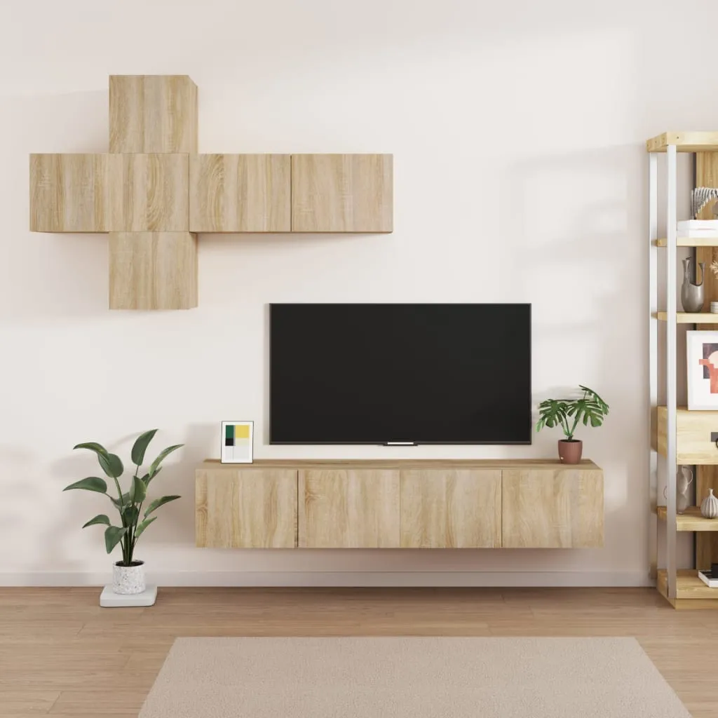 vidaXL Set di Mobili Porta TV 7 pz Rovere Sonoma in Legno Multistrato