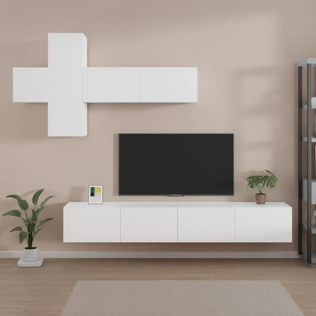 vidaXL Set di Mobili Porta TV 7 pz Bianco in Legno Multistrato