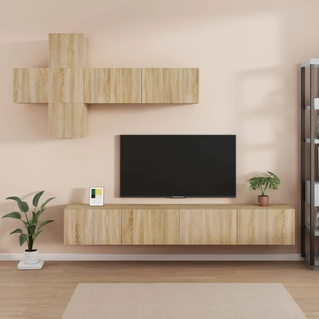 vidaXL Set di Mobili Porta TV 7 pz Rovere Sonoma in Legno Multistrato