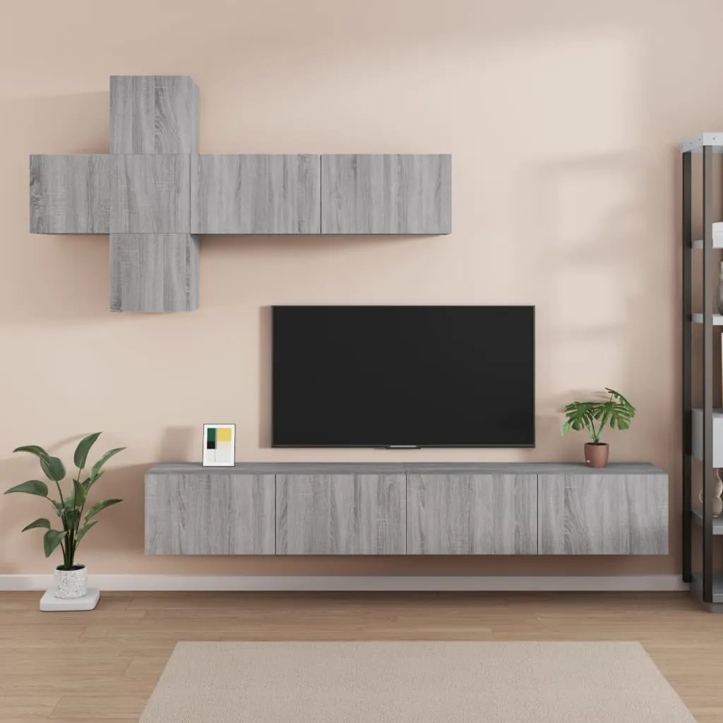 vidaXL Set di Mobili Porta TV 7 pz Grigio Sonoma in Legno Multistrato