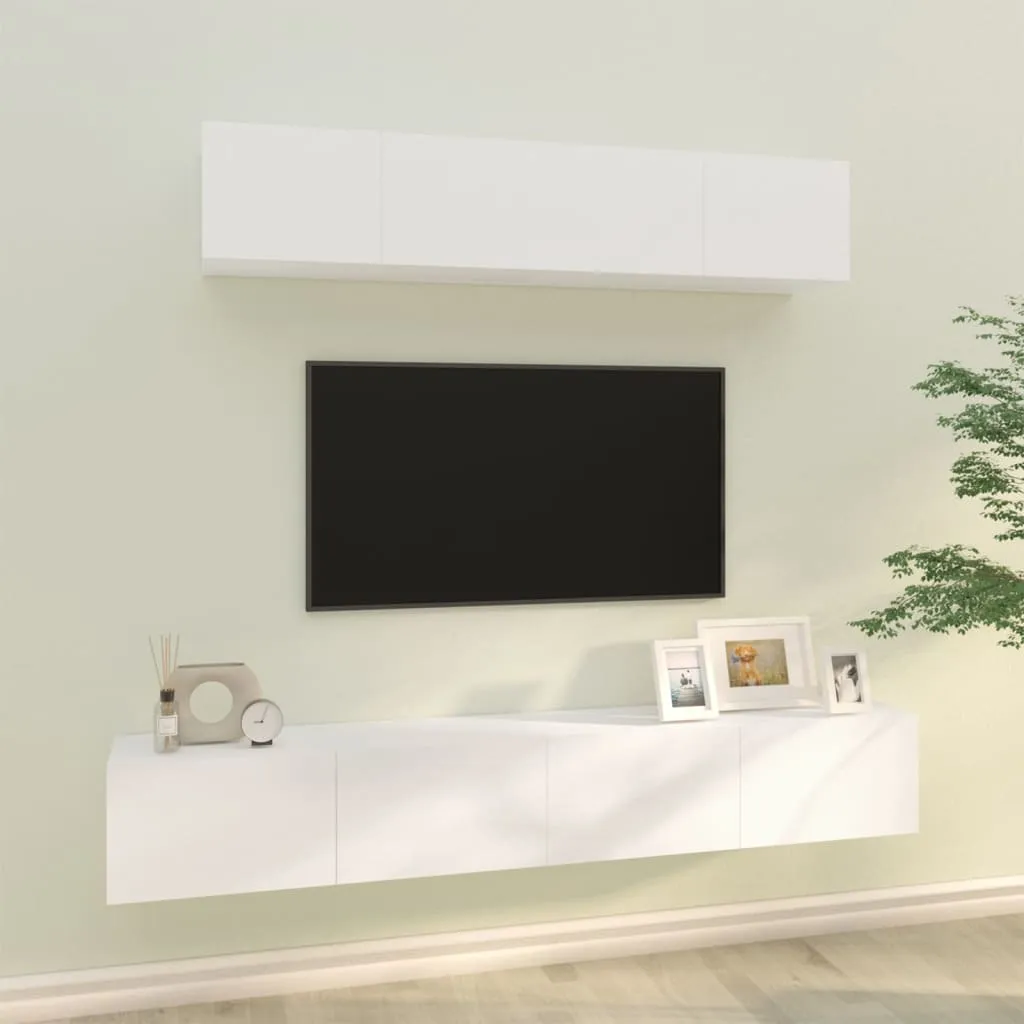 vidaXL Set di Mobili Porta TV 4 pz Bianco in Legno Multistrato