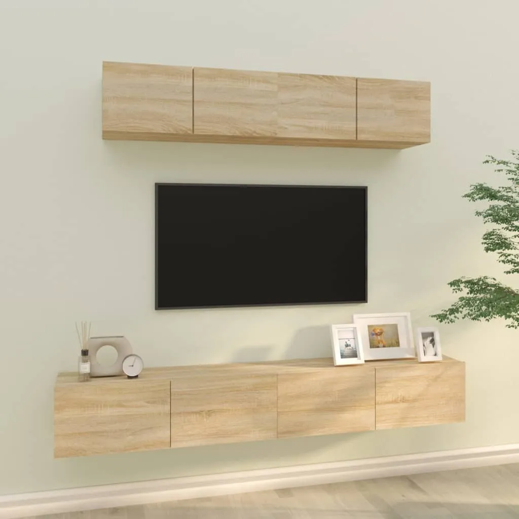 vidaXL Set di Mobili Porta TV 4 pz Rovere Sonoma in Legno Multistrato