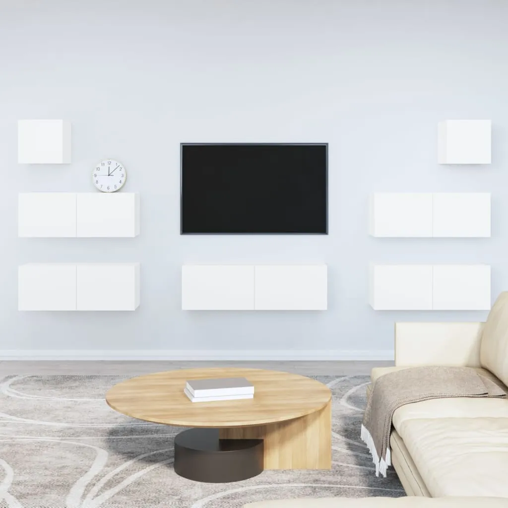 vidaXL Set di Mobili Porta TV 7 pz Bianco in Legno Multistrato